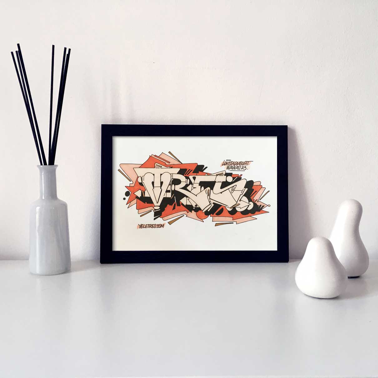 Sketch Tres orange - Street Art - Graffiti: Disegno - 21 X 29,7