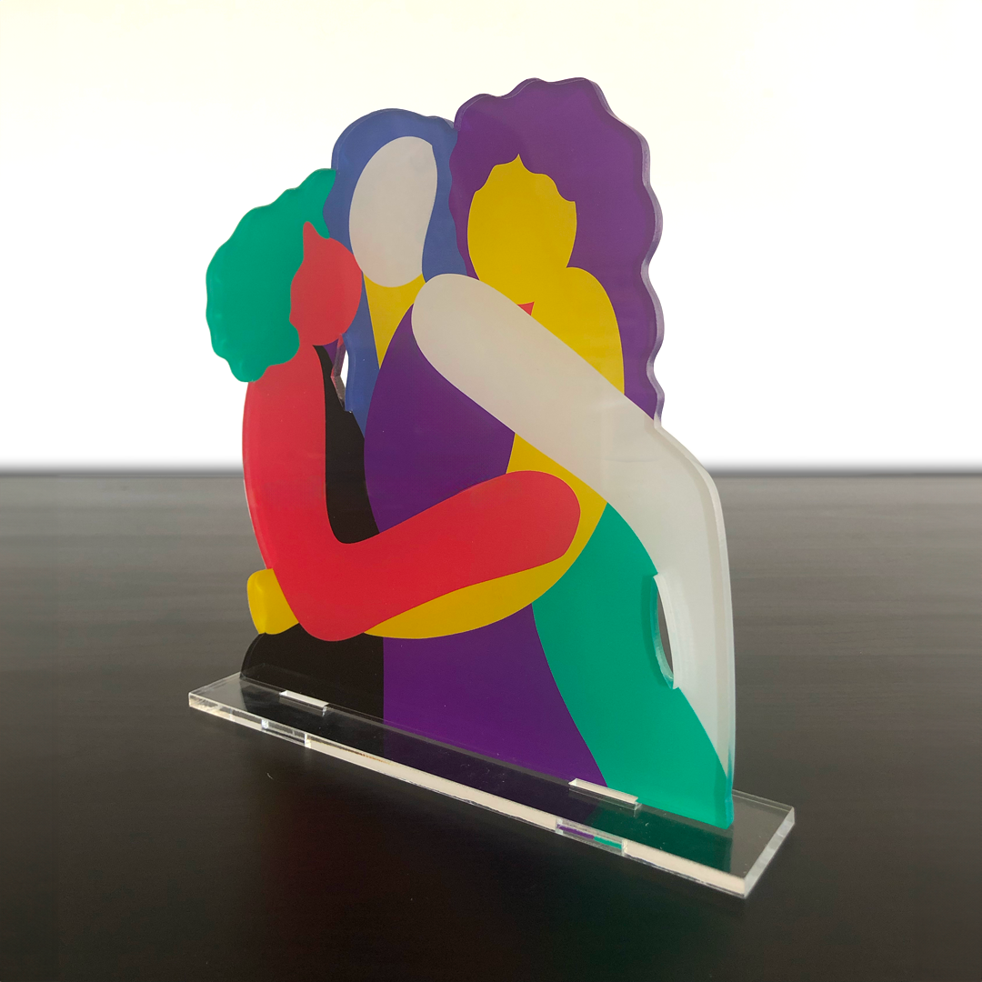 SISTER'S HUG: Stampa artistica su Plexiglas sagomato - Pop e Urban - 20x20x0,5 foto-laterale
