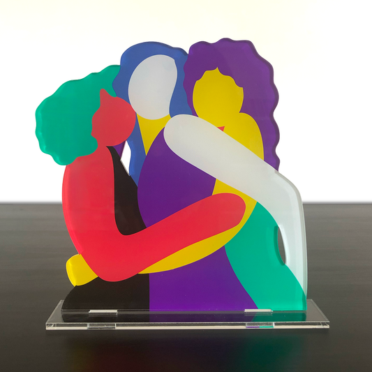 SISTER'S HUG: Stampa artistica su Plexiglas sagomato - Pop e Urban - 20x20x0,5 foto frontale